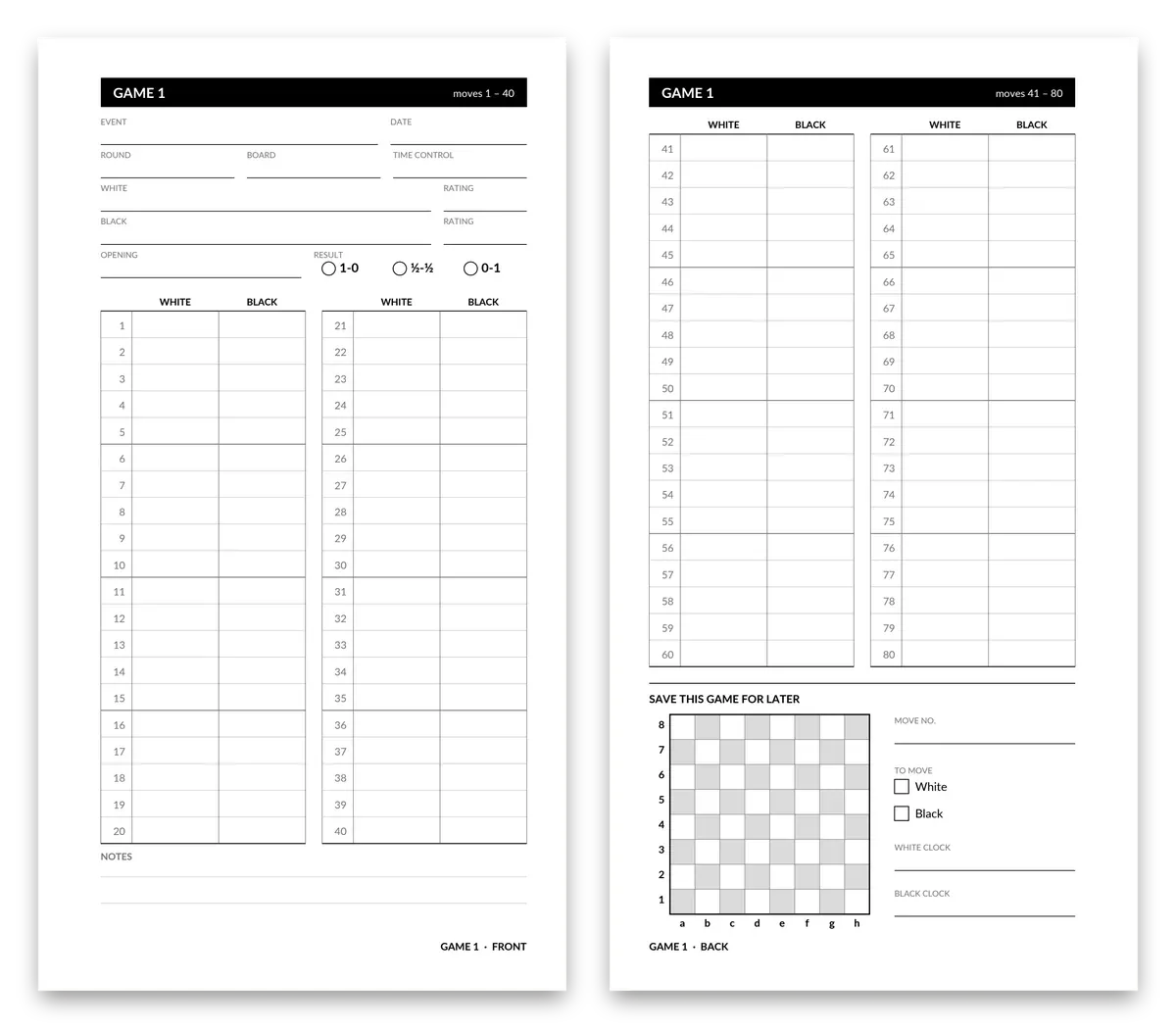 Pencil & Pawn: Scorebook, inside